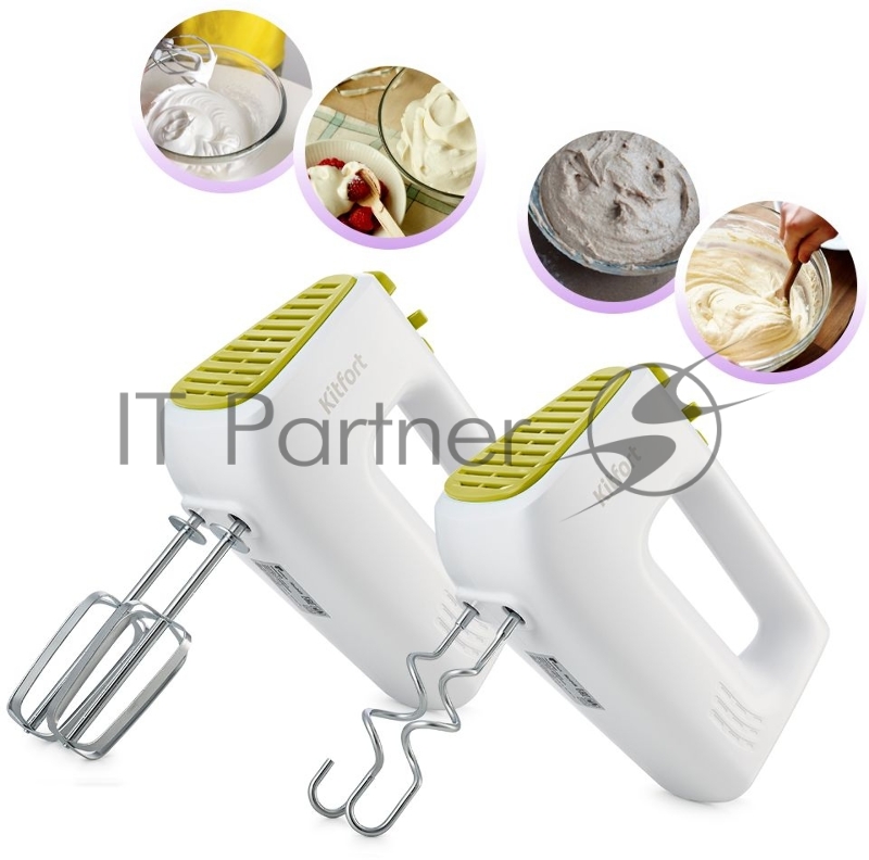 Миксер ручной Kitfort КТ-3067-2 400Вт белый/салатовый