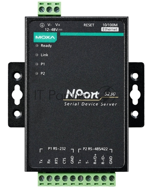 Ethernet сервер последовательных интерфейсов, 1xRS-232, 1xRS-422/485, -40...+75С, без адаптера питания