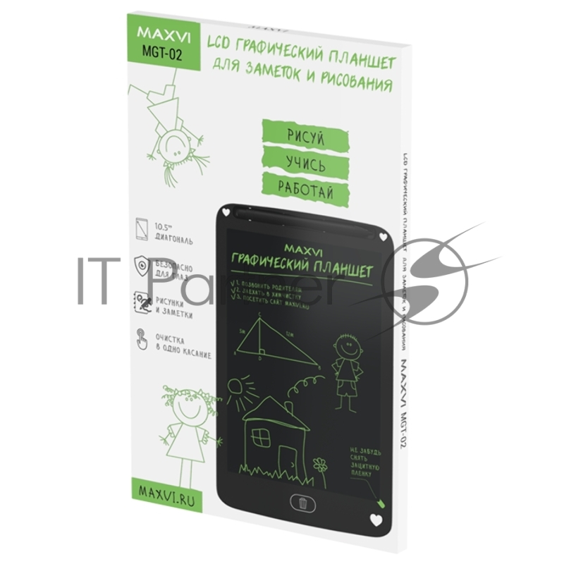 Графический планшет Maxvi MGT-02 black, LCD планшет для заметок и рисования