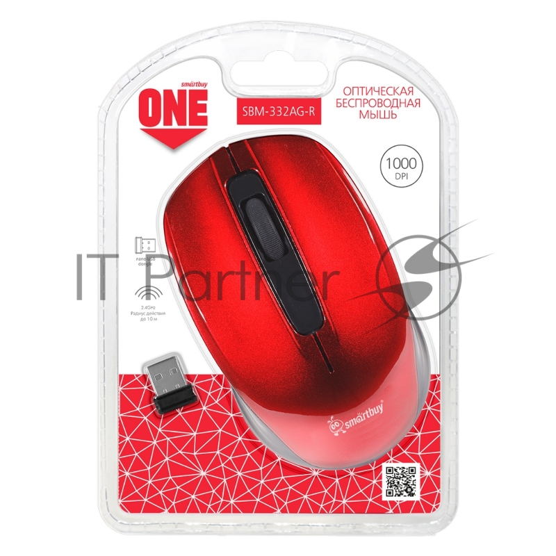 Мышь беспроводная Smartbuy ONE 332 красная (SBM-332AG-R)