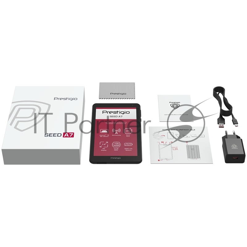 Планшет Prestigio Seed A7,PMT4337_3G_D,7(600*1024)IPS display,Android 10.0 Go,CPU Spreadtrum SC7731e quad core up to 1.3GHz,1GB+16GB,BT4.2,0.3MP+2. C,microSD card slot, Single SIM card,have call function,3000mAh battery,black