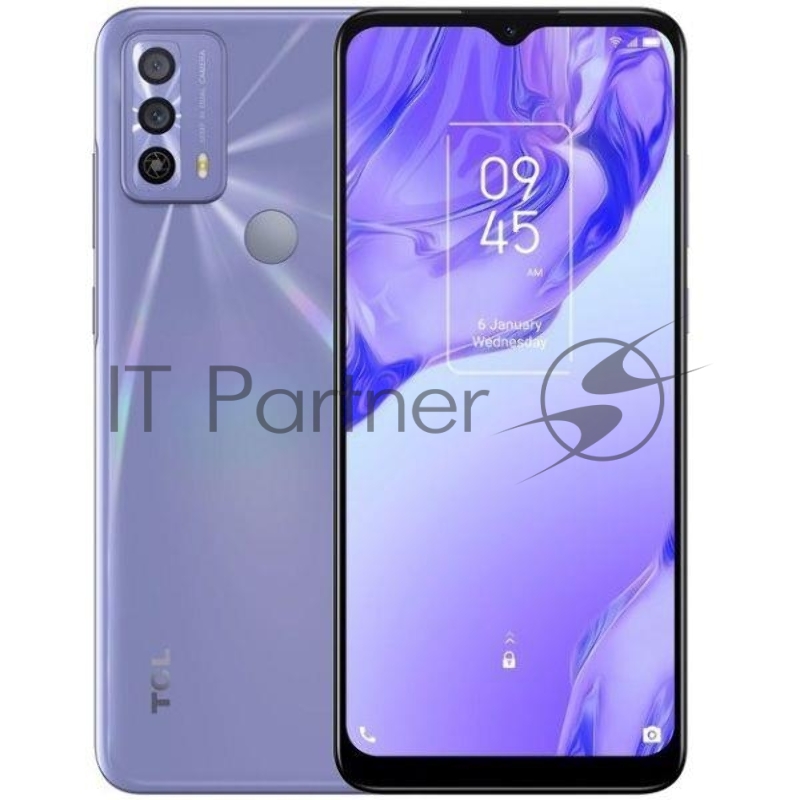 Смартфон TCL 20B Purple, 16,56 см (6.52) 20:9 720x1600, 4x1,8 ГГц+4x1,5 ГГц, 8 Core, 4GB RAM, 64GB, up to 512GB flash, 50 МП + 2 МП/8Mpix, 2 Sim, 2G, 3G, LTE, BT, Wi-Fi, NFC, GPS, Type-C, 4000mAh, Android 10, 178g, 164,7 ммx74,67 ммx7,99 мм