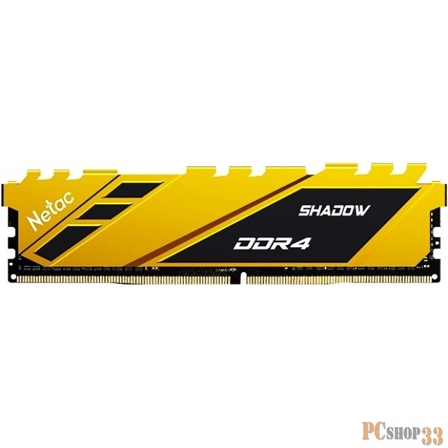 Модуль памяти DDR4 Netac Shadow 8GB 3600MHz CL18 1.35V / NTSDD4P36SP-08Y / Yellow / with radiator