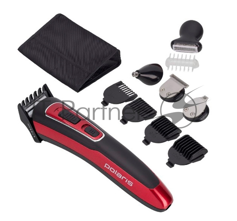 Машинка для стрижки Polaris PHC-3019RC Retro (акк./сеть сталь,10 нас., д/бороды, усов) черно-красный