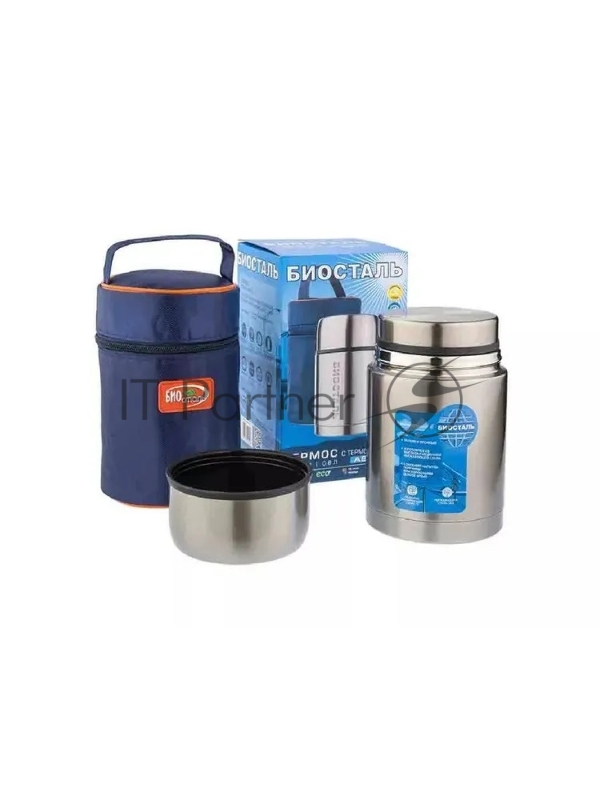 Термос BIOSTAL-АВТО NRP-1000, 1 л, суповой, широкое горло,нерж.,крышка-чашка, чехол