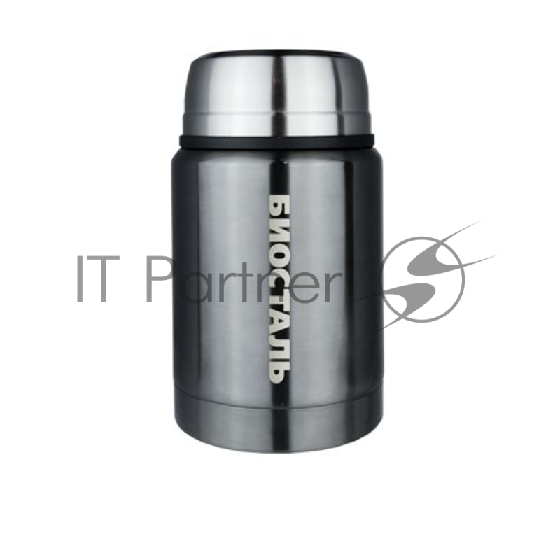 Термос BIOSTAL с широкой горловиной, суповой, цвет ВОРОНЕНАЯ СТАЛЬ, 0.5 л. С ЛОЖКОЙ