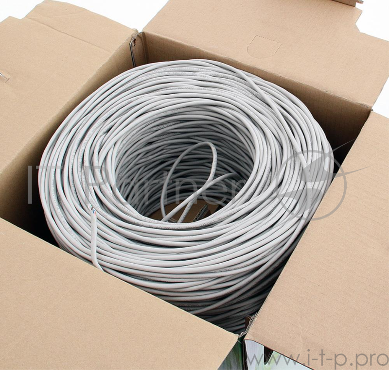 Кабель UTP 5e кат. AOpen ANC514-40, 4 пары, однож, 24AWG/0.51мм, CCAW (305м), серый