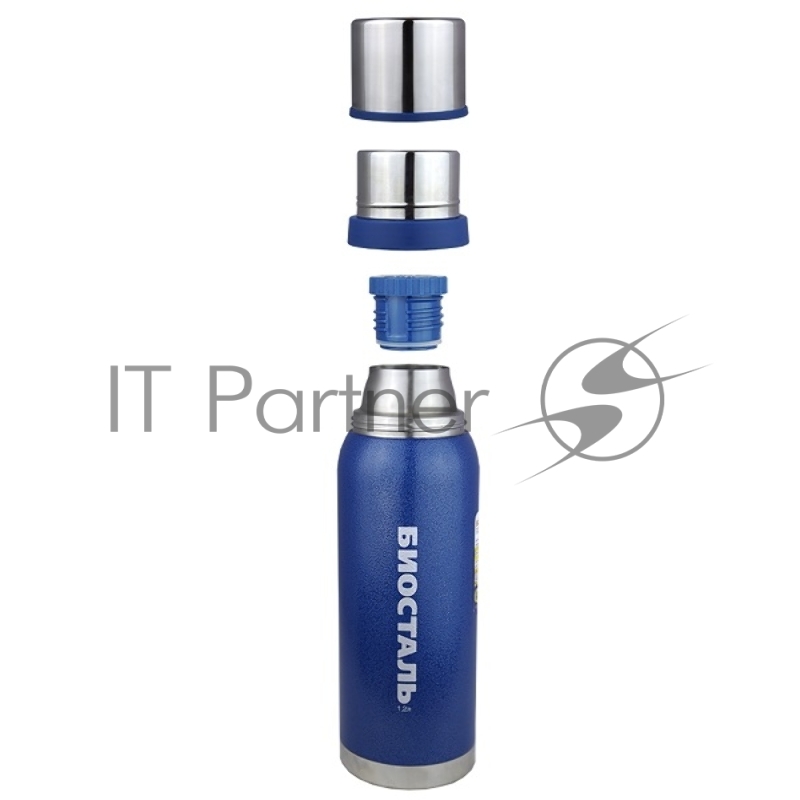 Термос Biostal Охота (1,2 литра), 2 чашки, синий