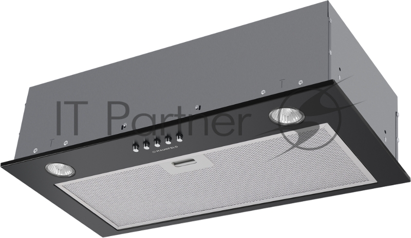 Вытяжка MAUNFELD CROSBY SINGL 60 BLACK Полновстраиваемая, 60см, 850 м3, кнопочное управление, LED, площадь кухни до 30м2, опция: угольный фильтр CF140C-2шт, черная