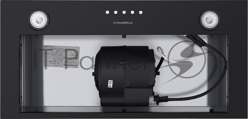 Вытяжка MAUNFELD CROSBY SINGL 60 BLACK Полновстраиваемая, 60см, 850 м3, кнопочное управление, LED, площадь кухни до 30м2, опция: угольный фильтр CF140C-2шт, черная