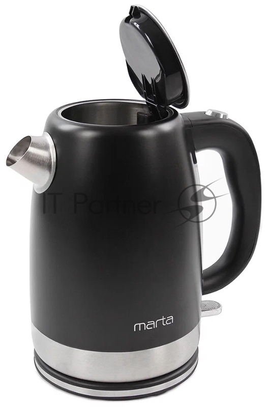 Чайник MARTA MT-4560 черный жемчуг, 2250W, 1.7л, шкала уровня воды, автоотключение при закипании/отсутствии воды, закрытый нагревательный элемент, световой индикатор, кнопка открытия крышки.