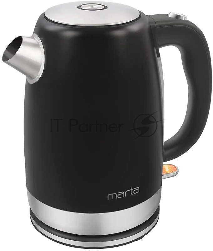 Чайник MARTA MT-4560 черный жемчуг, 2250W, 1.7л, шкала уровня воды, автоотключение при закипании/отсутствии воды, закрытый нагревательный элемент, световой индикатор, кнопка открытия крышки.