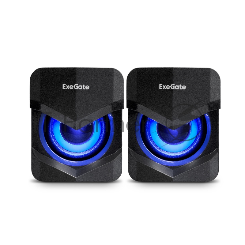 Акустическая система 2.0 ExeGate EX289685RUS Accord 200 (питание USB, 2х3Вт (6Вт RMS), 60-20000Гц,цвет черный, синяя подсветка)