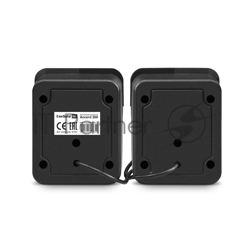 Акустическая система 2.0 ExeGate EX289685RUS Accord 200 (питание USB, 2х3Вт (6Вт RMS), 60-20000Гц,цвет черный, синяя подсветка)