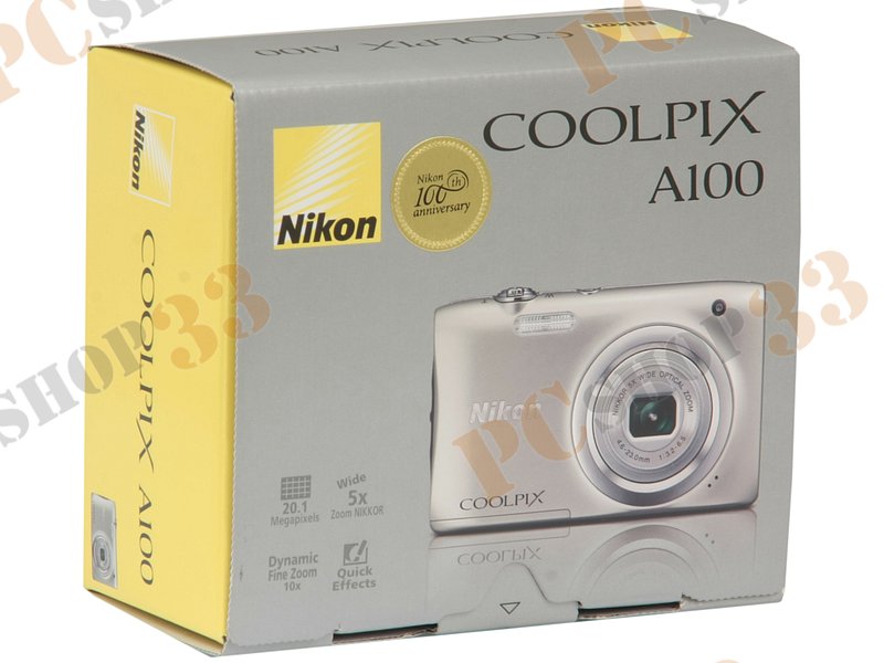 Фотоаппарат Nikon CoolPix A100 (20.1Мп, 5x, ЖК 2.7, SDXC), серебр.