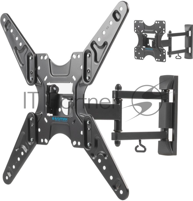 Кронштейн для ТВ KROMAX OPTIMA-414 black (max VESA 400x400 мм, настенный, наклонно-поворотный, max 30 кг) (29012)