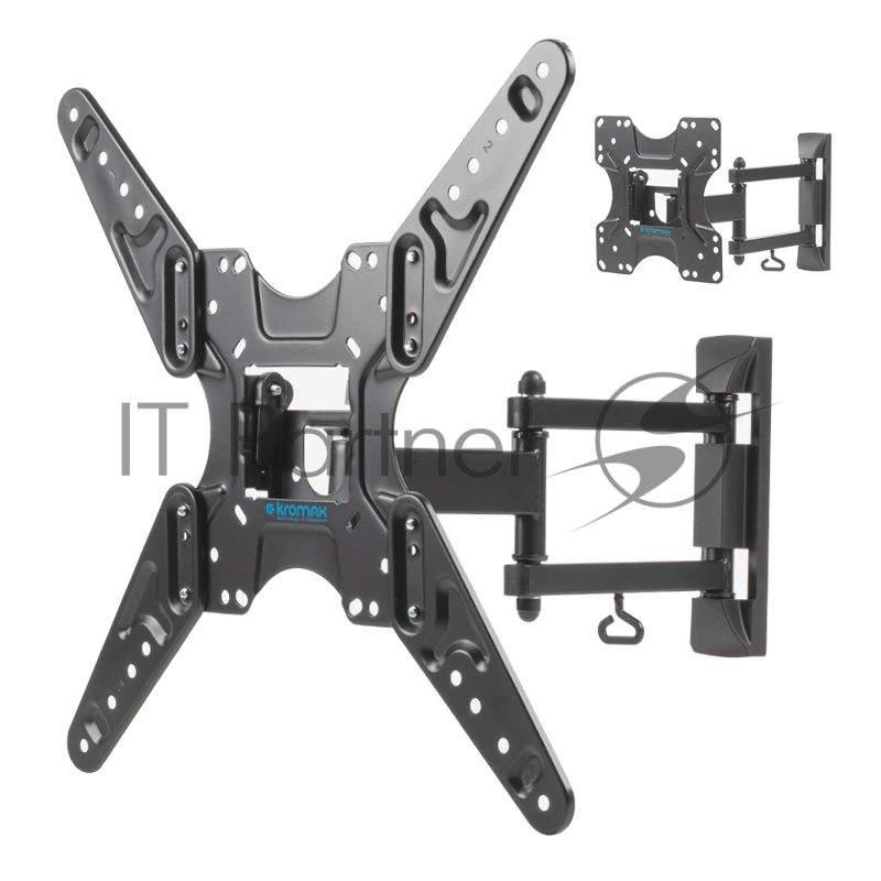 Кронштейн для ТВ KROMAX OPTIMA-414 black (max VESA 400x400 мм, настенный, наклонно-поворотный, max 30 кг) (29012)