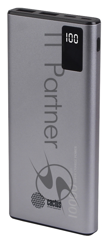 Мобильный аккумулятор Cactus CS-PBFSLT-10000 10000mAh 3A 2xUSB серый