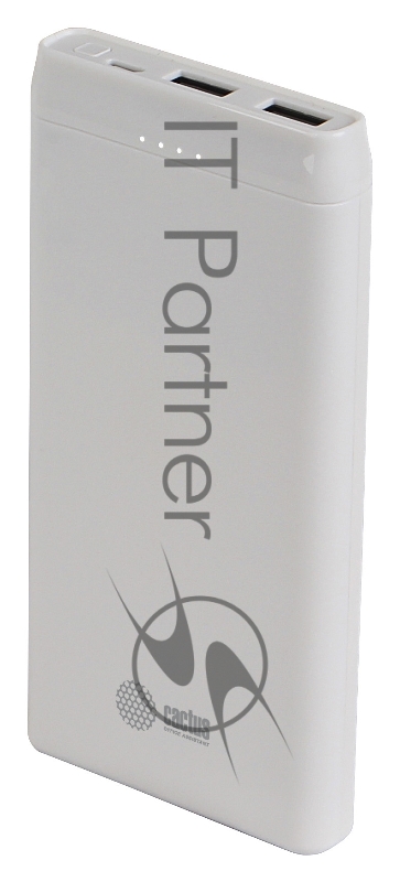 Мобильный аккумулятор Cactus CS-PBFSMT-10000 10000mAh 2.1A 2xUSB белый