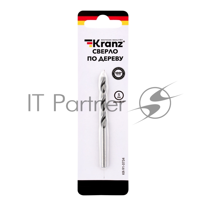 Сверло по дереву KRANZ 5х85 мм, цилиндрический хвостовик