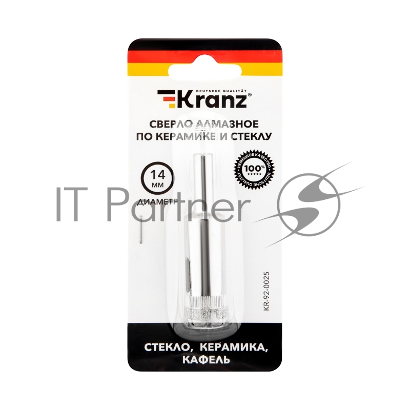 Сверло алмазное по керамике и стеклу KRANZ 14 мм
