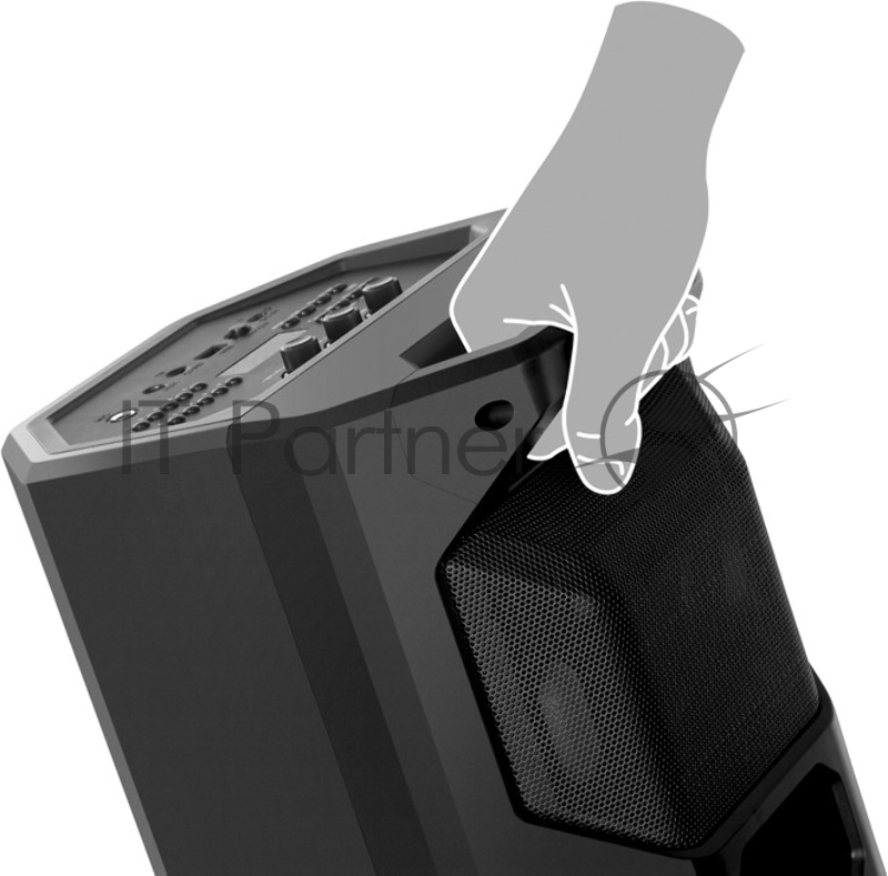 Мобильные колонки чёрные Sven PS-600 2.0 (2x25W, mini Jack, USB, Bluetooth, FM, micro SD, LED-дисплей, ПДУ, 2 x 4000 мA, LED подсветка)