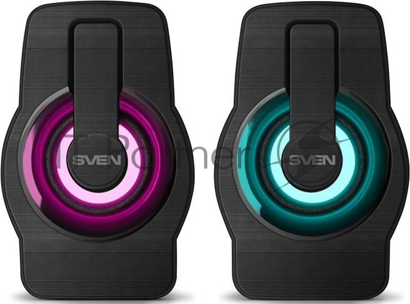 Колонки чёрные Sven 255 (2x3W, RGB подсветка, USB)