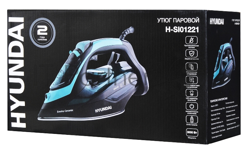 Утюг Hyundai H-SI01221 3000Вт черный/зеленый