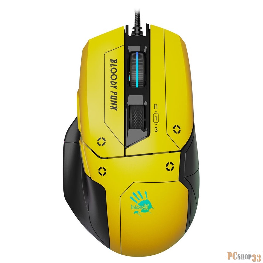 Мышь A4Tech Bloody W70 Max Punk желтый/черный оптическая (10000dpi) USB (11but)