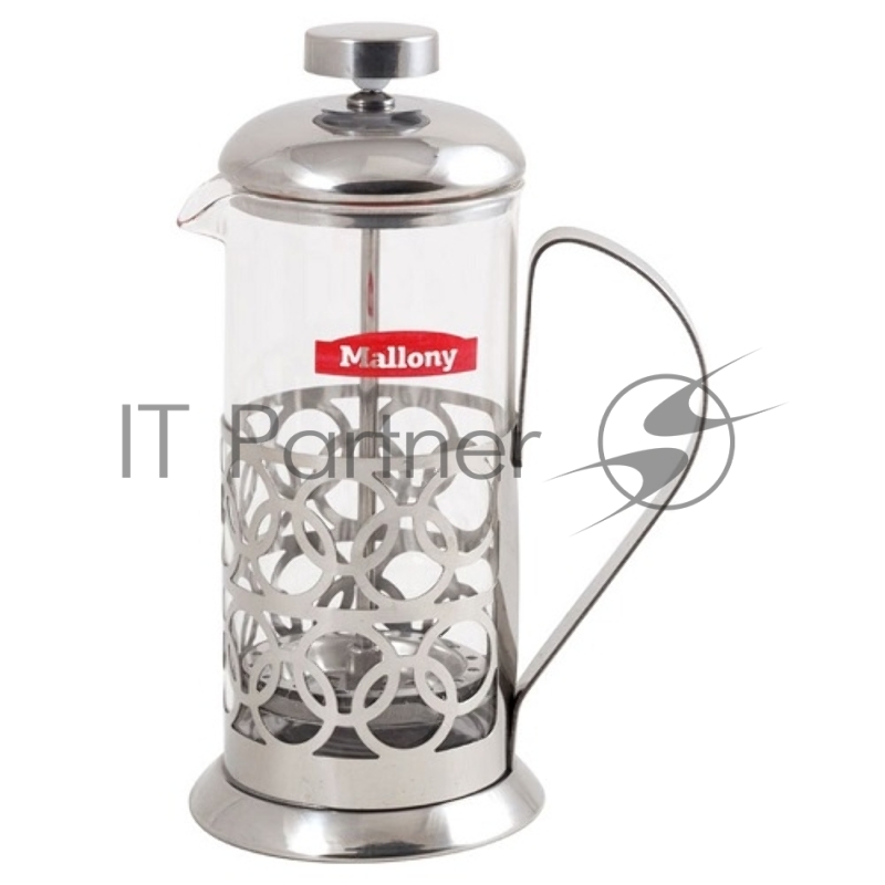 чайник/кофейникMALLONY T046-350ML 0,35л Olimpia (сталь) (950100) Чайник/кофейник серия - Olimpia Объем: 0.35 л Металлический корпус (нерж сталь 0,4 мм), колба стекло, ручка - полипропилен Коэффициент линейного расширения - 3.0 Упаковка: цветная карт