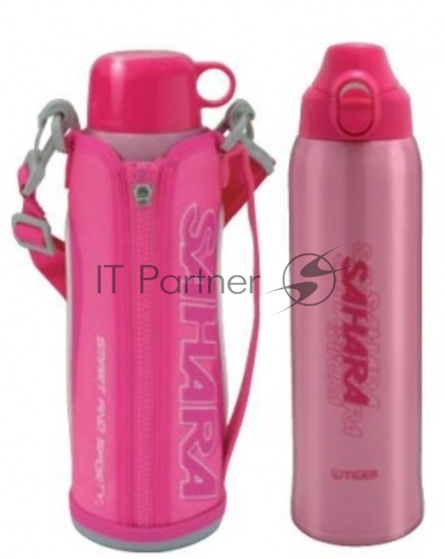 Термос классический Tiger MMN-W100 Pink, 1л (нержавеющая сталь, цвет розовый, чехол с регулируемым ремнем для переноски в комплекте)
