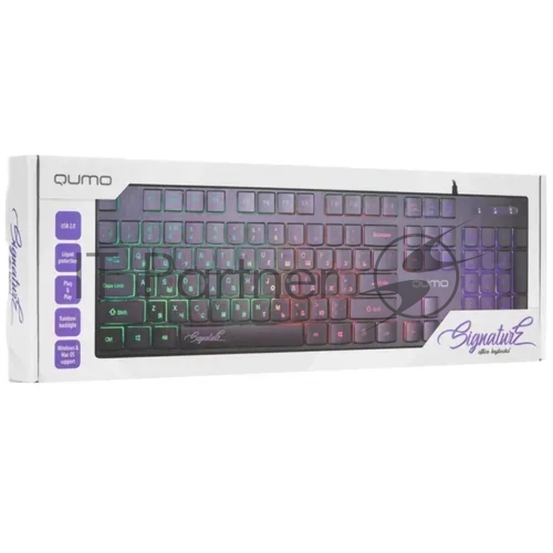Клавиатура офисная Qumo Signature К69, проводная, 104, низкий ход клавиш, радужная подсветка