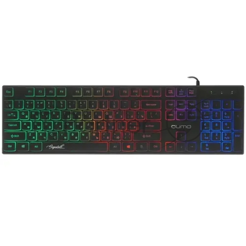 Клавиатура офисная Qumo Signature К69, проводная, 104, низкий ход клавиш, радужная подсветка