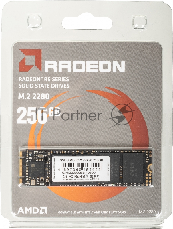 Твердотельный накопитель SSD M.2 2280 256GB AMD Radeon R5 Client SSD R5M256G8 SATA 6Gb/s, 3D TLC, RTL (183429)
