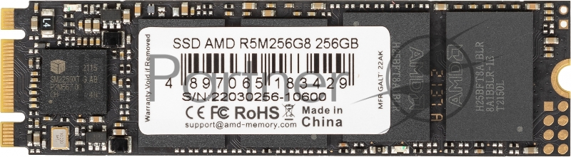 Твердотельный накопитель SSD M.2 2280 256GB AMD Radeon R5 Client SSD R5M256G8 SATA 6Gb/s, 3D TLC, RTL (183429)