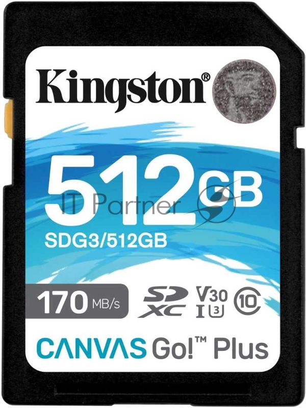 Флеш карта SD 512GB Kingston SDXC Class 10 UHS-I U3 V30 Canvas Go Plus 170MB/s
