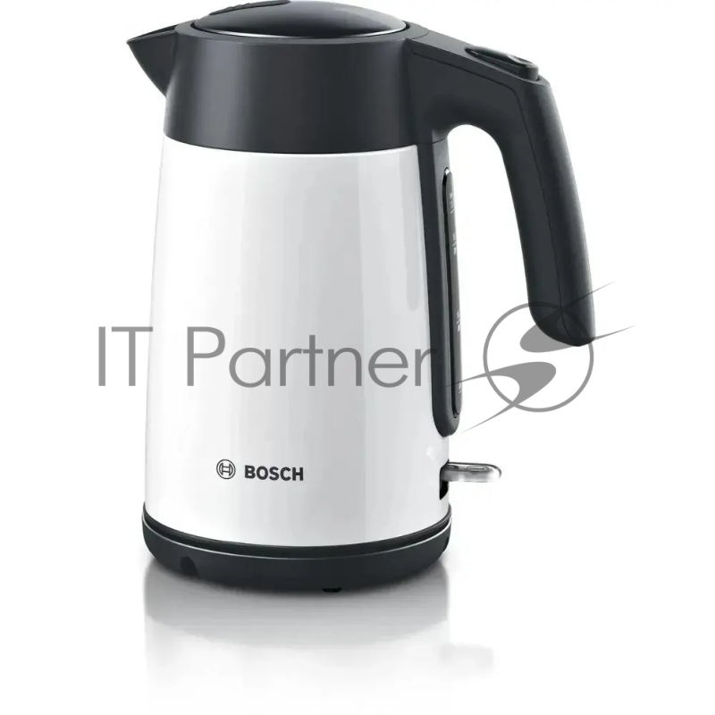 Чайник BOSCH TWK7L461, 1.7л, 2400 Вт., нерж.сталь, покрытая эмалью, белый, шкала уровня воды
