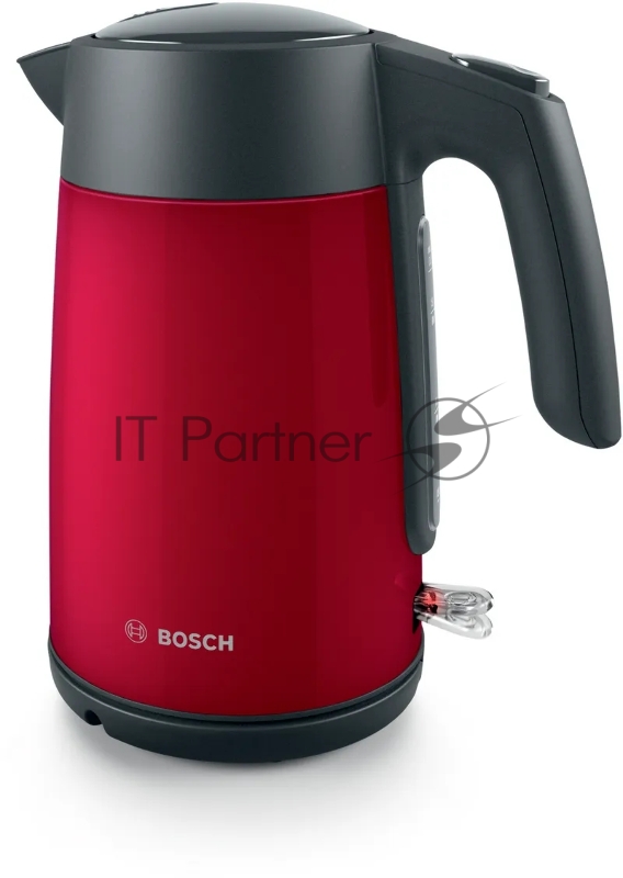 Чайник BOSCH TWK7L464, 1.7л, 2400 Вт., нерж.сталь, покрытая эмалью, красный, шкала уровня воды
