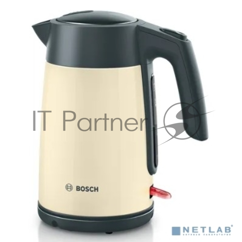 Чайник BOSCH TWK7L467, 1.7л, 2400 Вт., нерж.сталь, покрытая эмалью, бежевый, шкала уровня воды