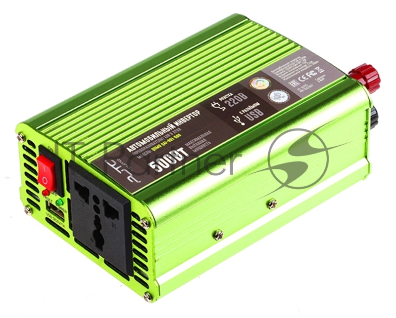 Автомобильный инвертор (преобразователь) постоянного тока 12В в переменный ток 220В, модель QUMO QAI-901-500 (Inv 001), максимальная выходная мощность 500Вт, встроенный разъем USB