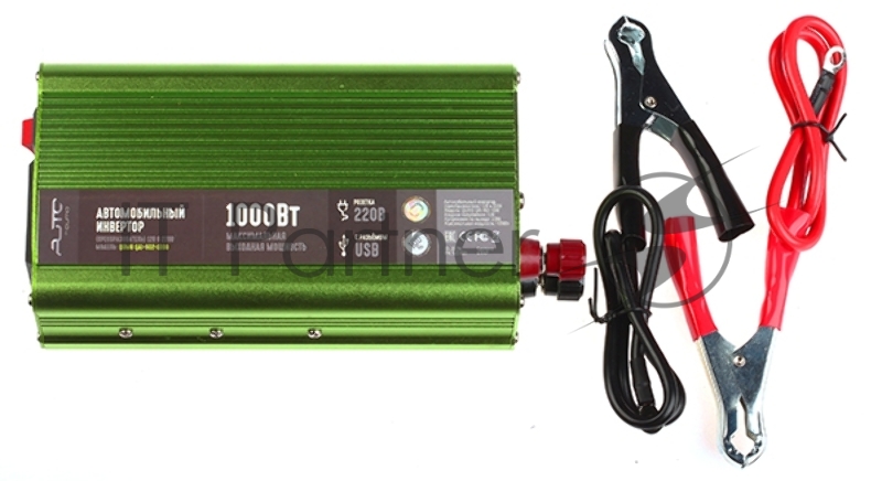 Автомобильный инвертор (преобразователь) постоянного тока 12В в переменный ток 220В, модель QUMO QAI-902-1000 (Inv 002), максимальная выходная мощность 1000Вт, встроенный разъем USB