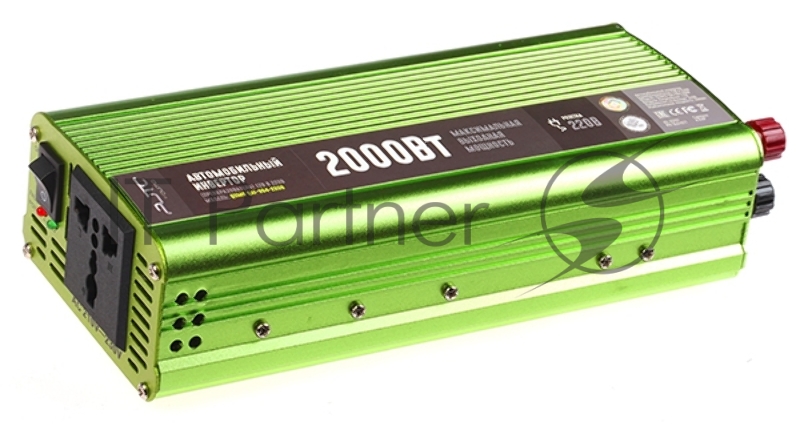 Автомобильный инвертор (преобразователь) постоянного тока 12В в переменный ток 220В, модель QUMO QAI-904-2000 (Inv 004), максимальная выходная мощность 2000Вт
