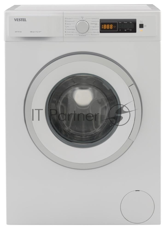 Стиральная машина Vestel WMT1R7120S 7 кг, 1200 об/мин, LED индикация, 85х60х42 см, 15 программ, отсрочка, рег. скорости отжима, регулировка температуры, пар