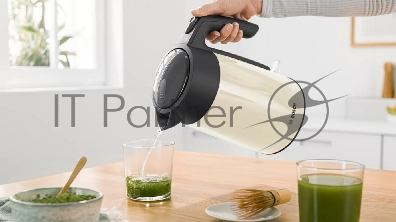 Чайник BOSCH TWK7L467, 1.7л, 2400 Вт., нерж.сталь, покрытая эмалью, бежевый, шкала уровня воды