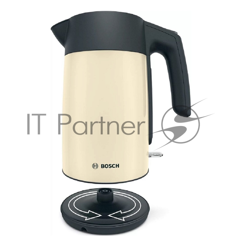 Чайник BOSCH TWK7L467, 1.7л, 2400 Вт., нерж.сталь, покрытая эмалью, бежевый, шкала уровня воды