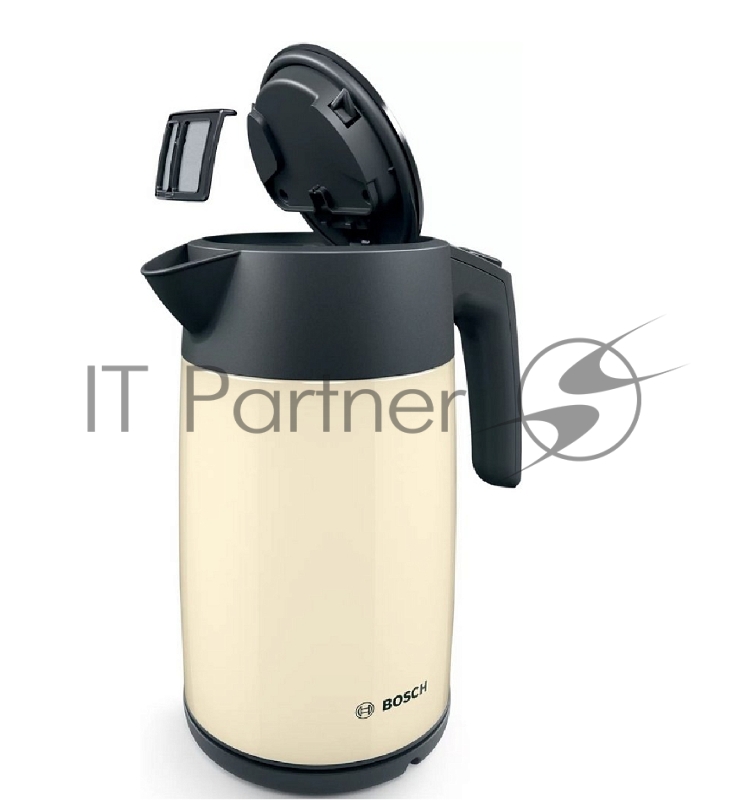 Чайник BOSCH TWK7L467, 1.7л, 2400 Вт., нерж.сталь, покрытая эмалью, бежевый, шкала уровня воды