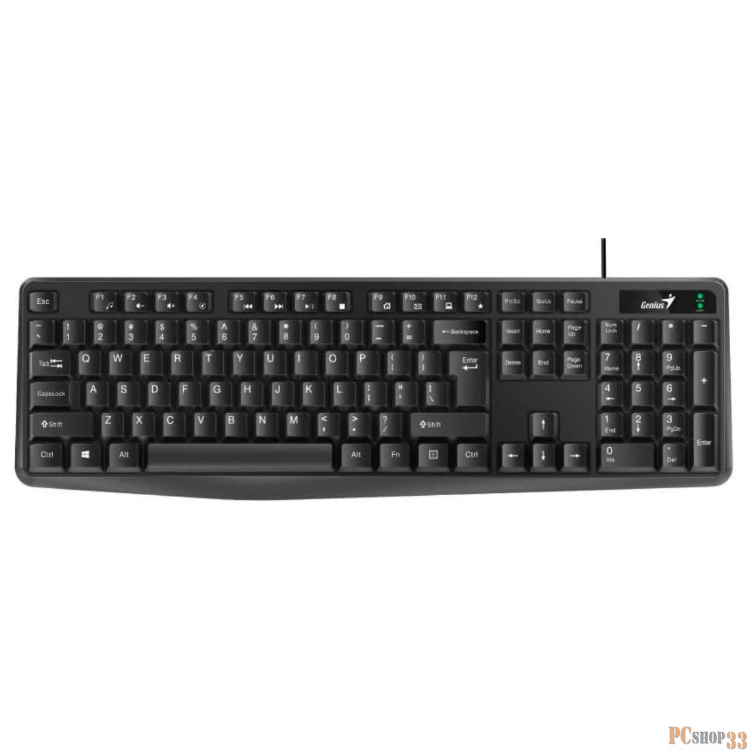 Клавиатура проводная узкая Genius Smart KB-117, USB, 104 клавиши, защита от проливаний, регулировка наклона, размеры: 441.7x137.2x26.9 мм, вес: 488г. Цвет: черный