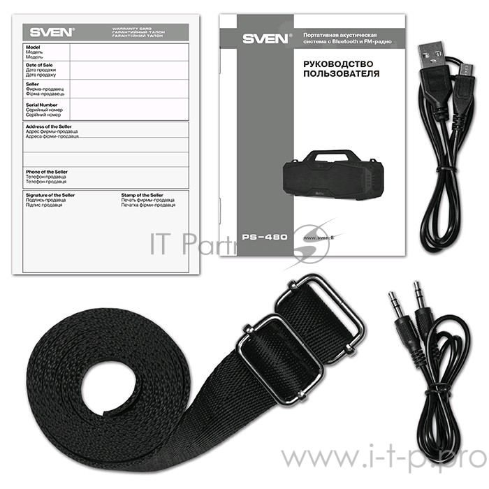 Колонки SVEN PS-480, черный (24 Вт, Bluetooth, FM, USB, microSD, LED-дисплей, 2000мА*ч)