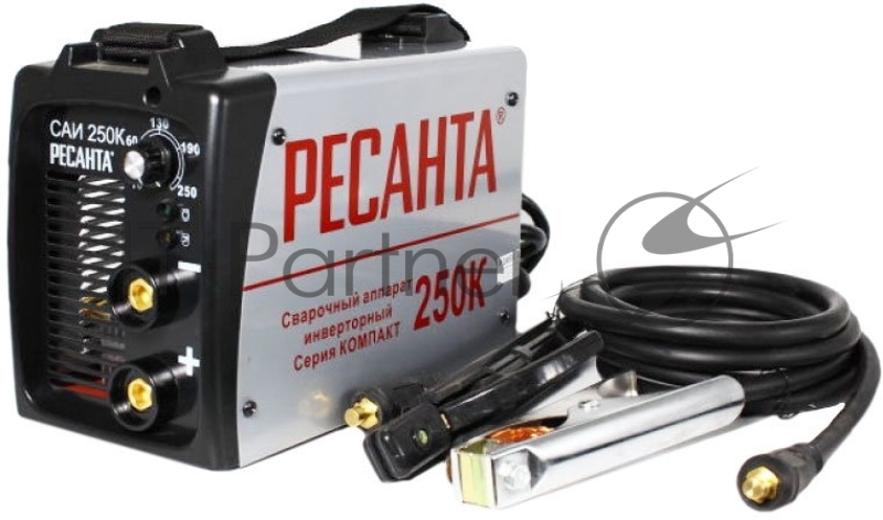 Сварочный аппарат компакт Ресанта САИ 250К 65/38 {154В-242В, макс.7,7кВт, 10А-250А, ПВ 70%, напр. холостого хода 80В, напр. 29В, макс. диаметр электрода 6,мм, 4,1кг}