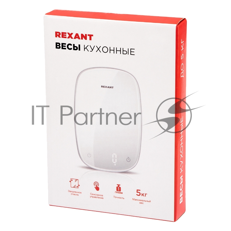 Весы кухонные электронные, белые/овальные/стекло/до 5 кг REXANT